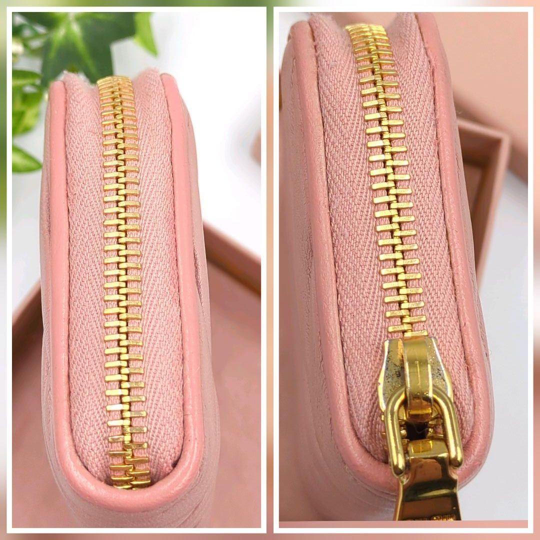 良品✨️miumiu マテラッセ　ピンクレザー　財布　コの字ファスナー