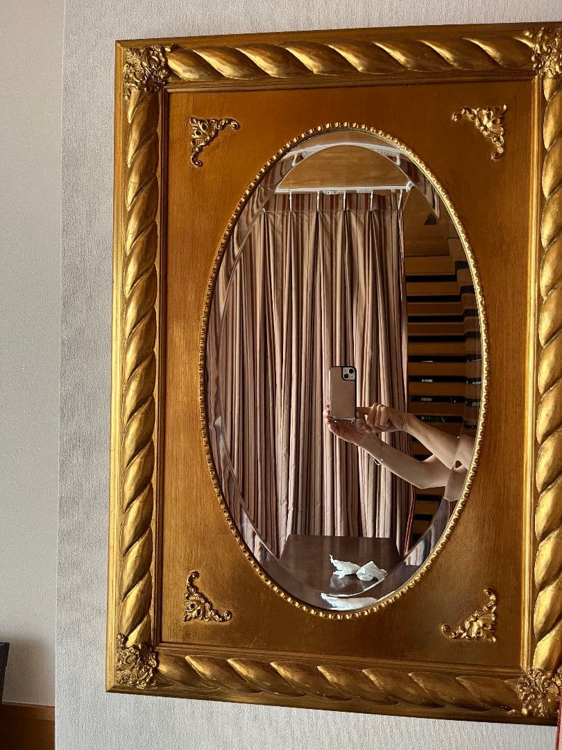 アンティーク　 ゴールド オーバルミラー　イタリア　六本木アピス購入