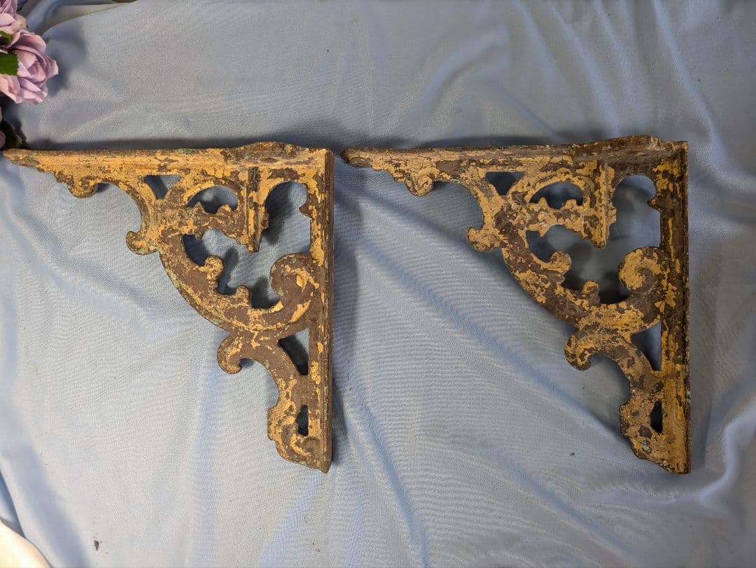 イギリス アンティーク 鉄製 棚受け ブラケット 2個セット