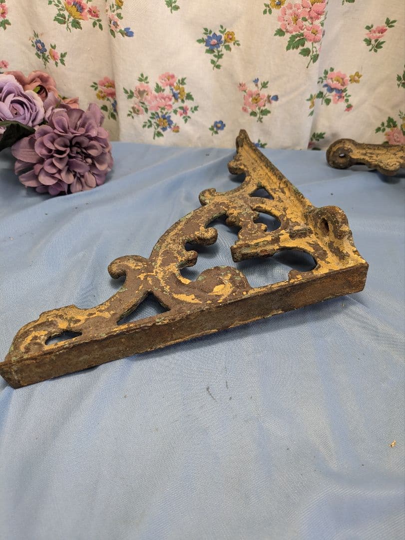 イギリス アンティーク 鉄製 棚受け ブラケット 2個セット