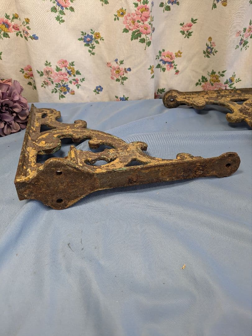 イギリス アンティーク 鉄製 棚受け ブラケット 2個セット