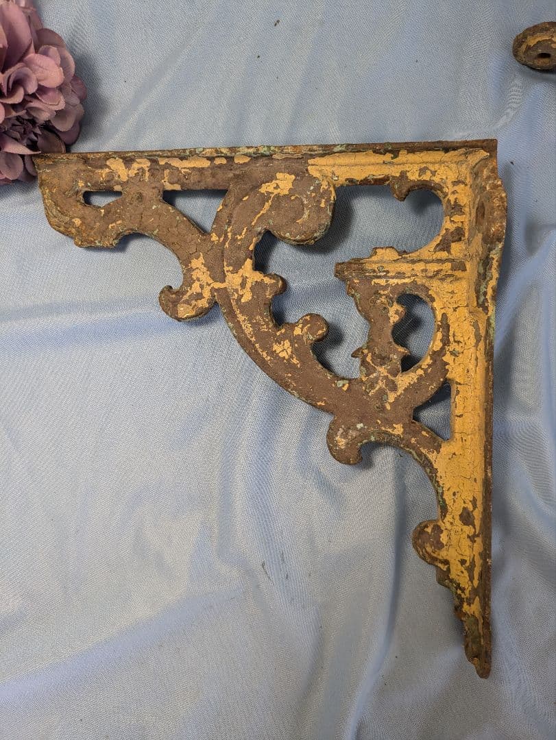 イギリス アンティーク 鉄製 棚受け ブラケット 2個セット