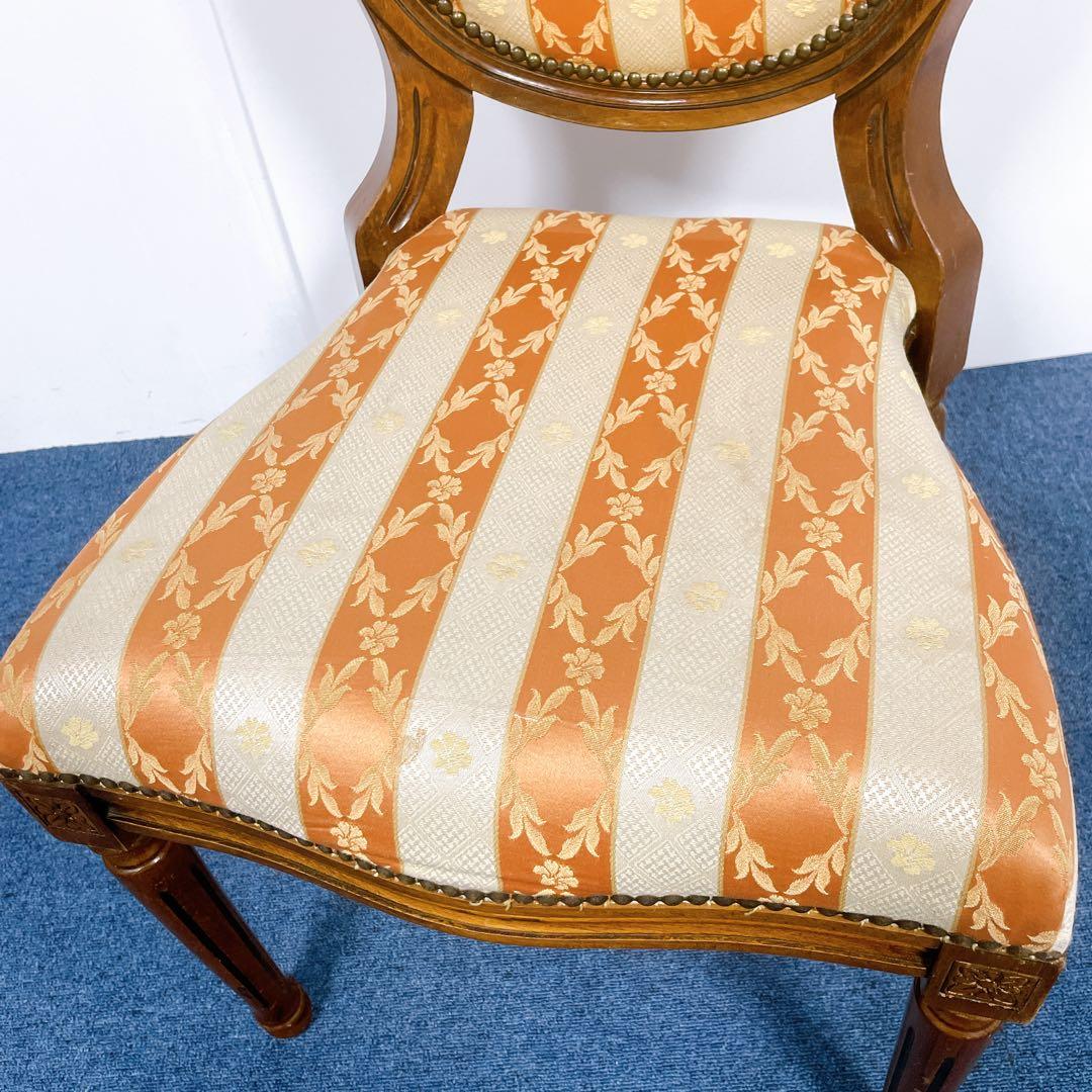 【フランスアンティーク①】ルイ16世様式 華麗ストライプ織物張 メダリオンチェア