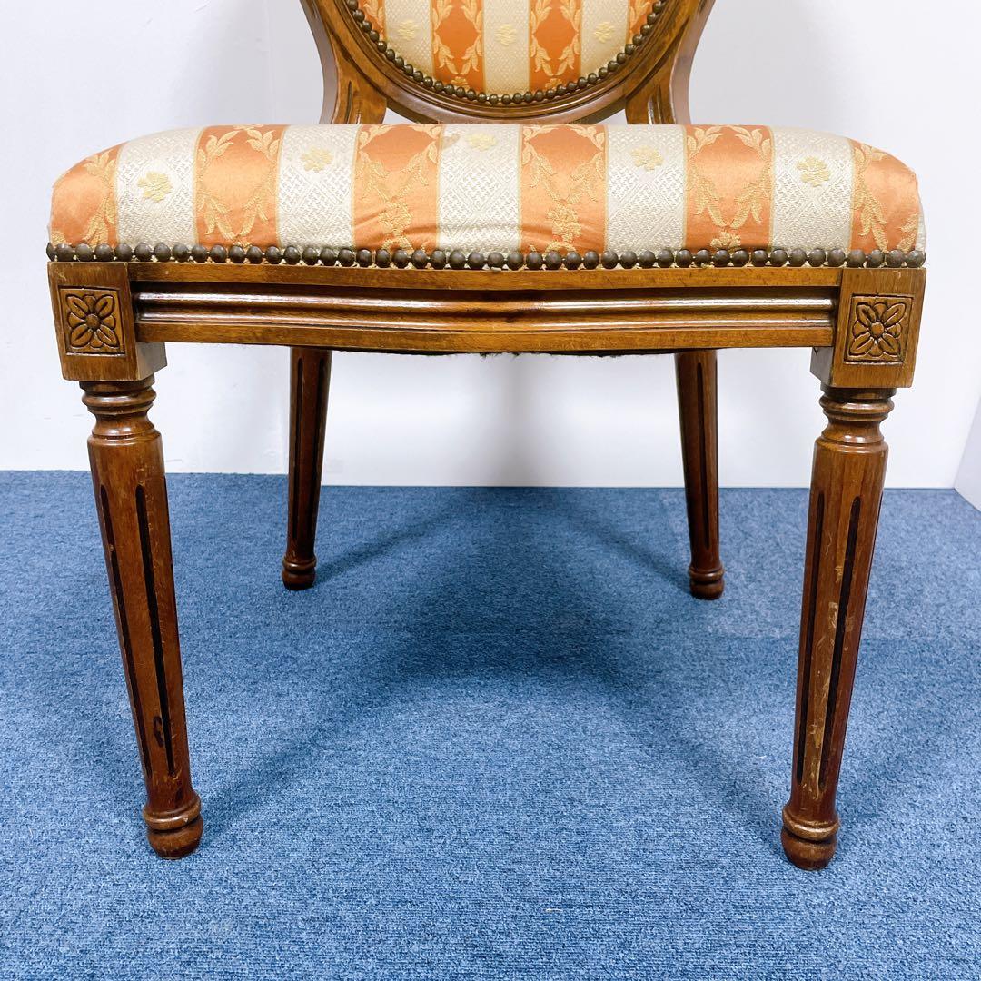 【フランスアンティーク①】ルイ16世様式 華麗ストライプ織物張 メダリオンチェア