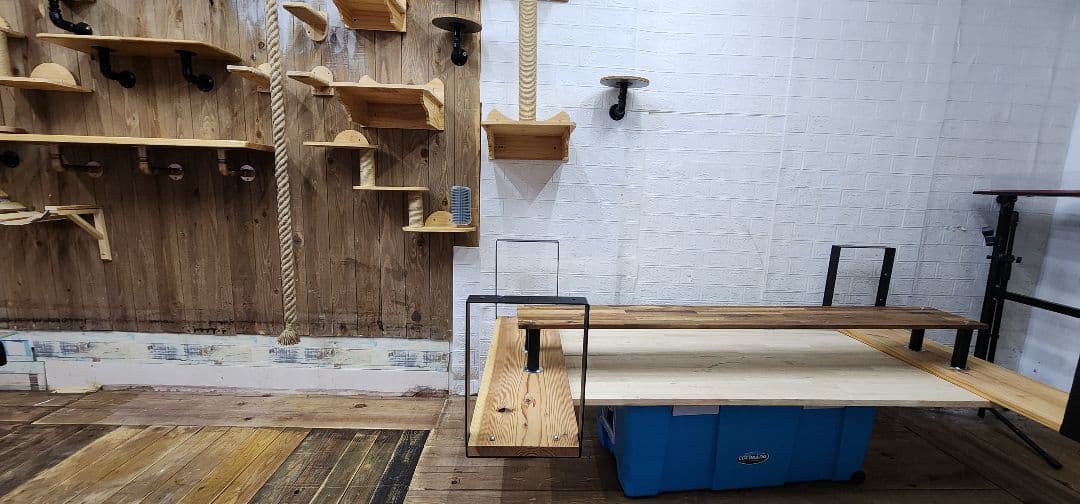 木製キャットタワー 多層構造 キャットハウス付き