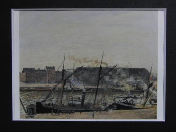 カミーユ・ピサロ、ルーアンの波止場、希少画集画、新品額装付