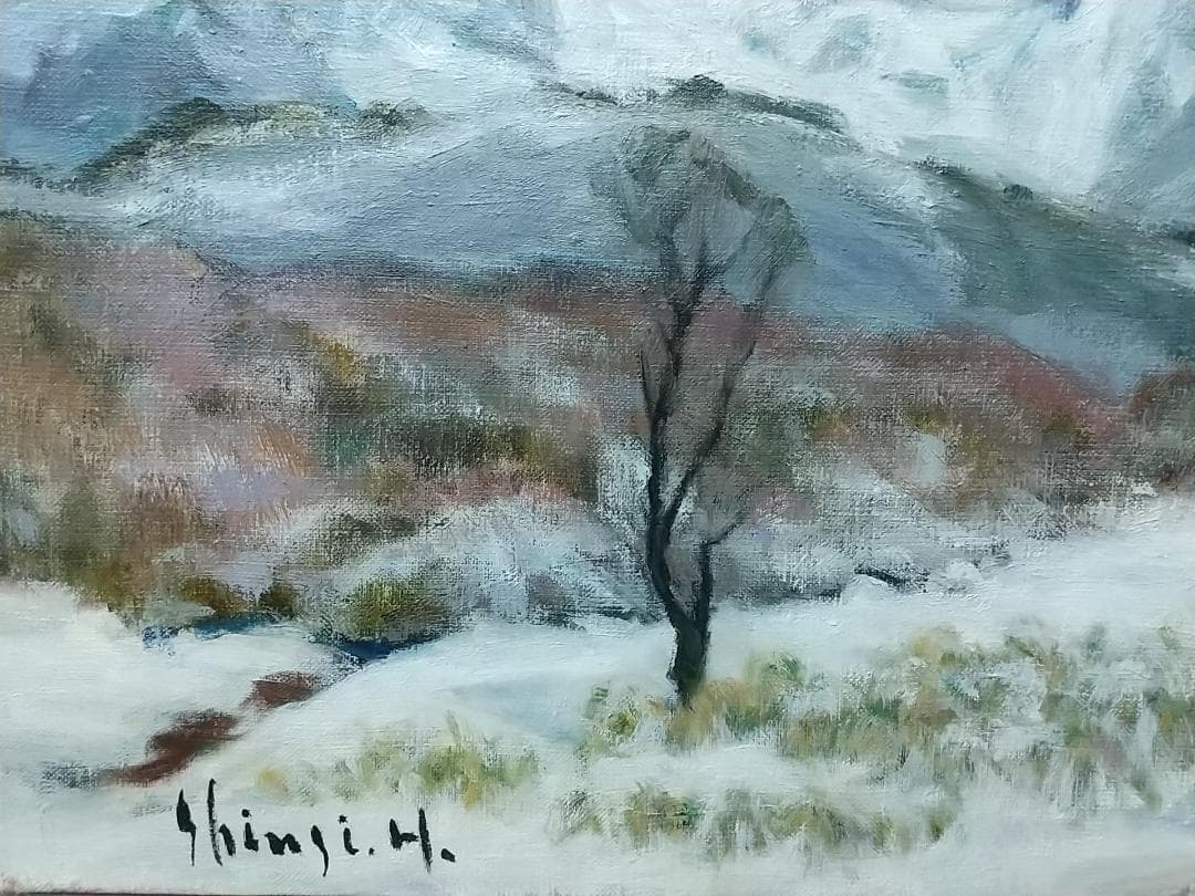 F8「冬磐梯」絵画 油絵 (2393)