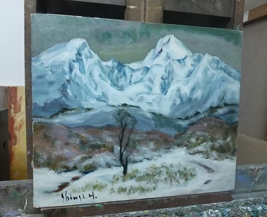 F8「冬磐梯」絵画 油絵 (2393)