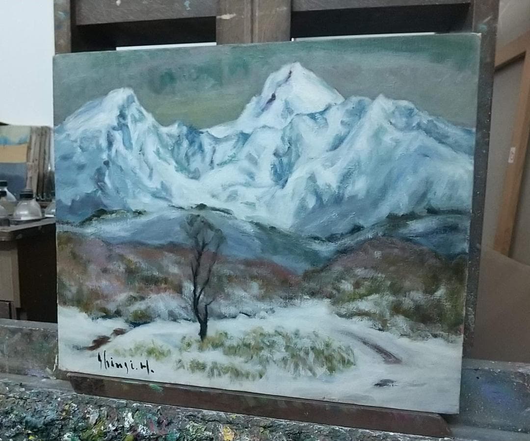 F8「冬磐梯」絵画 油絵 (2393)