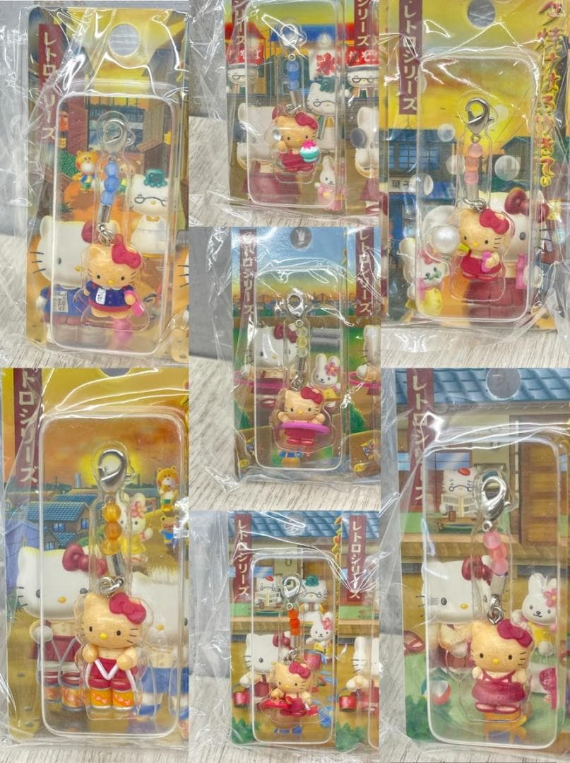 希少 当時物 ハローキティ 夕焼け ジッパーチャーム 7種×5 03年