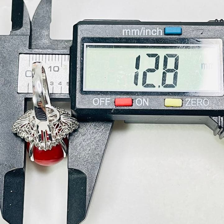 東*堂様 【美品】大珠 天然血赤珊瑚ダイヤモンドpt900リング