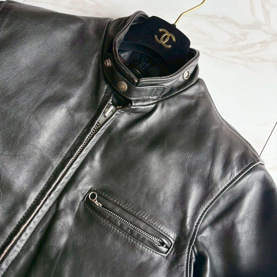美品◆人気641 Schott ライダース レザー ジャケット ボアライナー付
