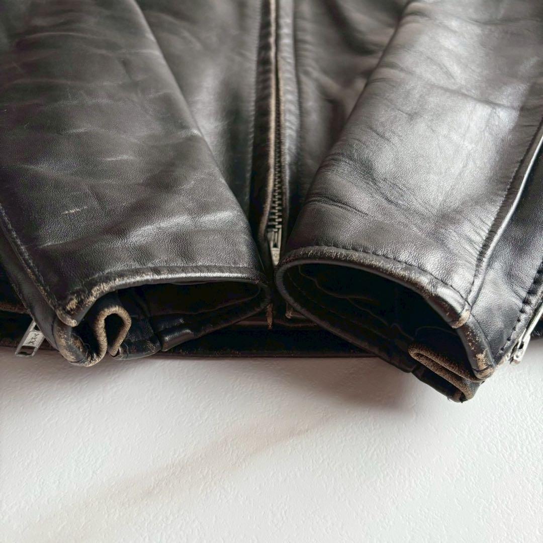 美品◆人気641 Schott ライダース レザー ジャケット ボアライナー付