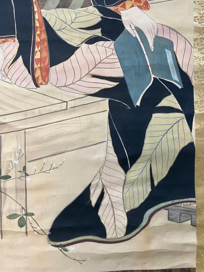 掛け軸　源 閑山［美人図］絹本　肉筆　木箱無！