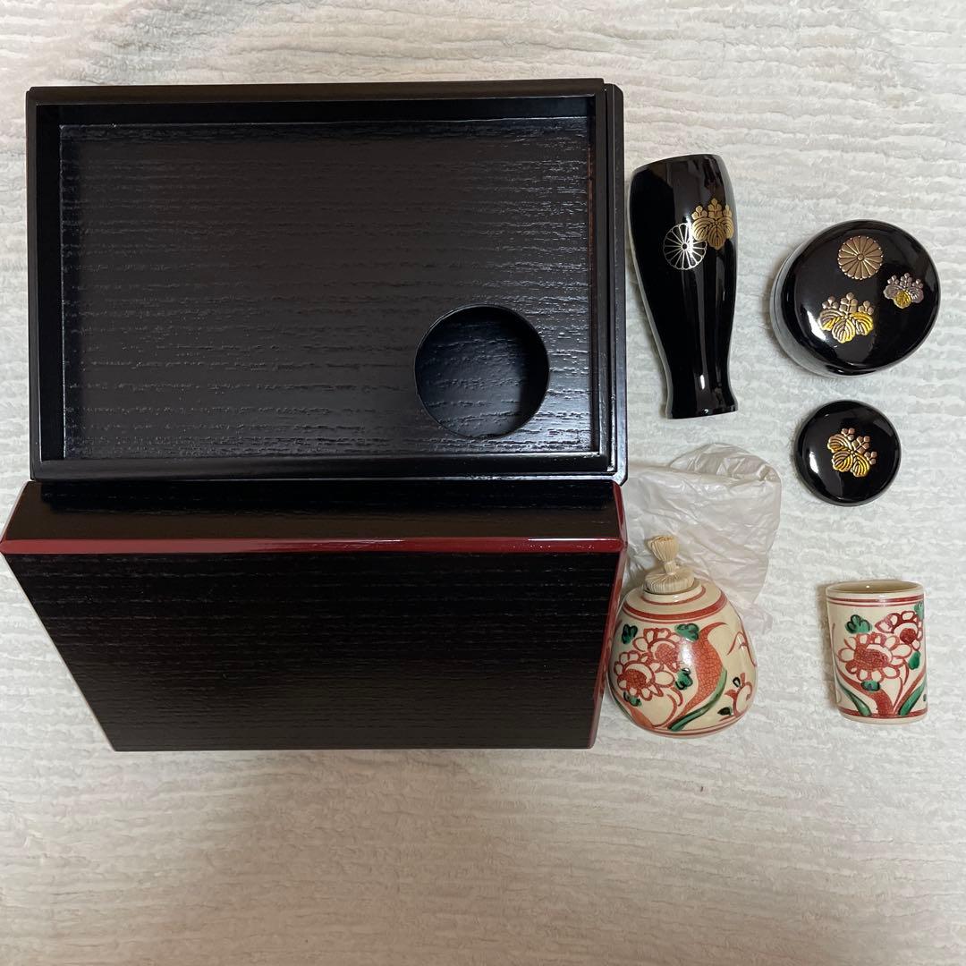 黒色木製茶箱セット