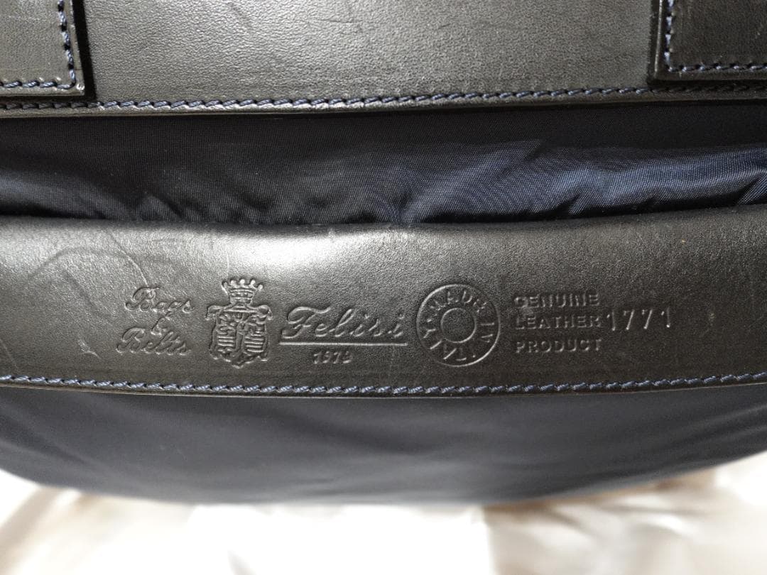 フェリージ Felisi ２wayビジネスバッグ ネイビー 本革・ナイロン