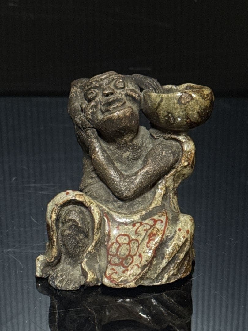 平安 名人 村田永翁 造 彩色羅漢図 香立 置物