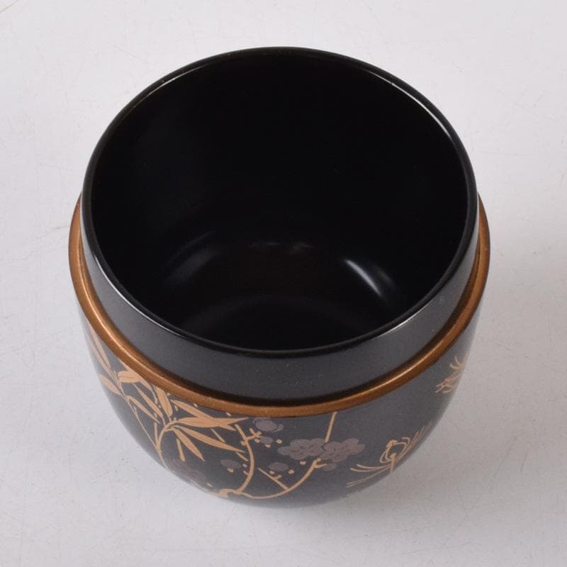 茶道具　加賀蒔絵師　中村湖舟作　松竹梅蒔絵　中棗　共箱　V　7214