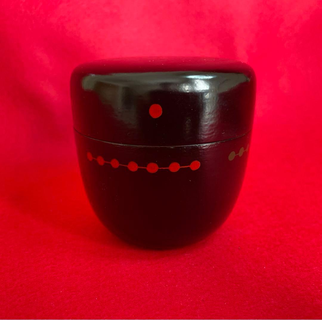 茶道具 木製棗 赤緑模様　圓能斎好　亀蔵棗　一峰作