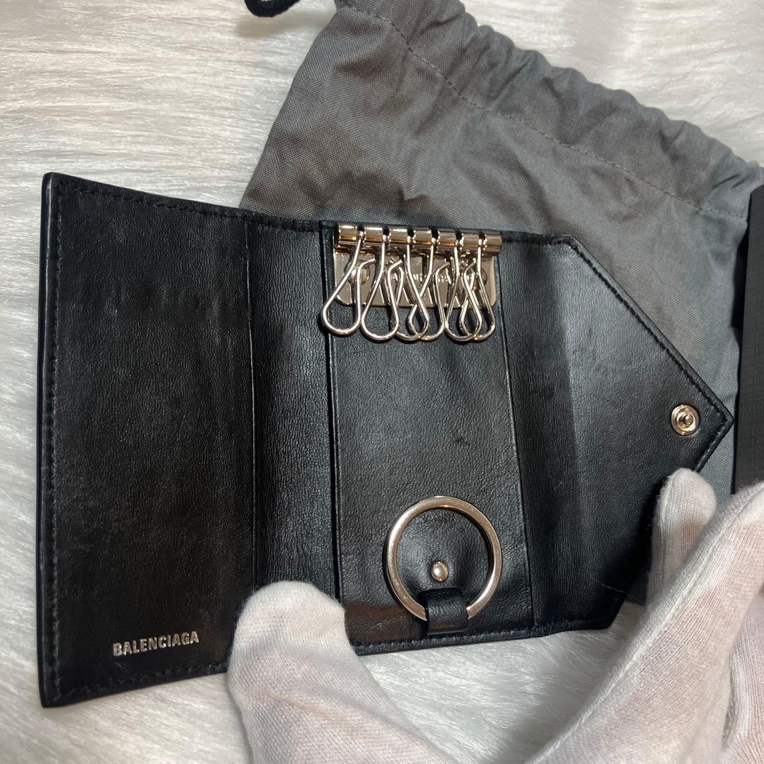 バレンシアガ　キーケース　キーリング　黒　水玉　キーホルダー　ストラップ0707