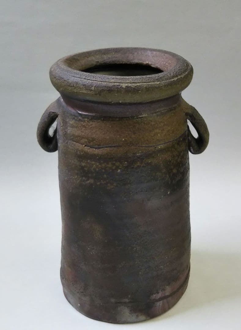 茶道具 花入 備前 耳付 伊勢崎満 人間国宝 伊勢崎淳 兄 陽山 長男