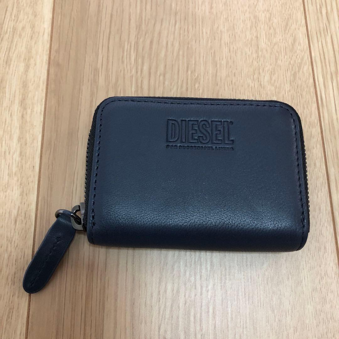 ディーゼル ショートウォレット ケース 小銭入れ レザー 羊革 ネイビー