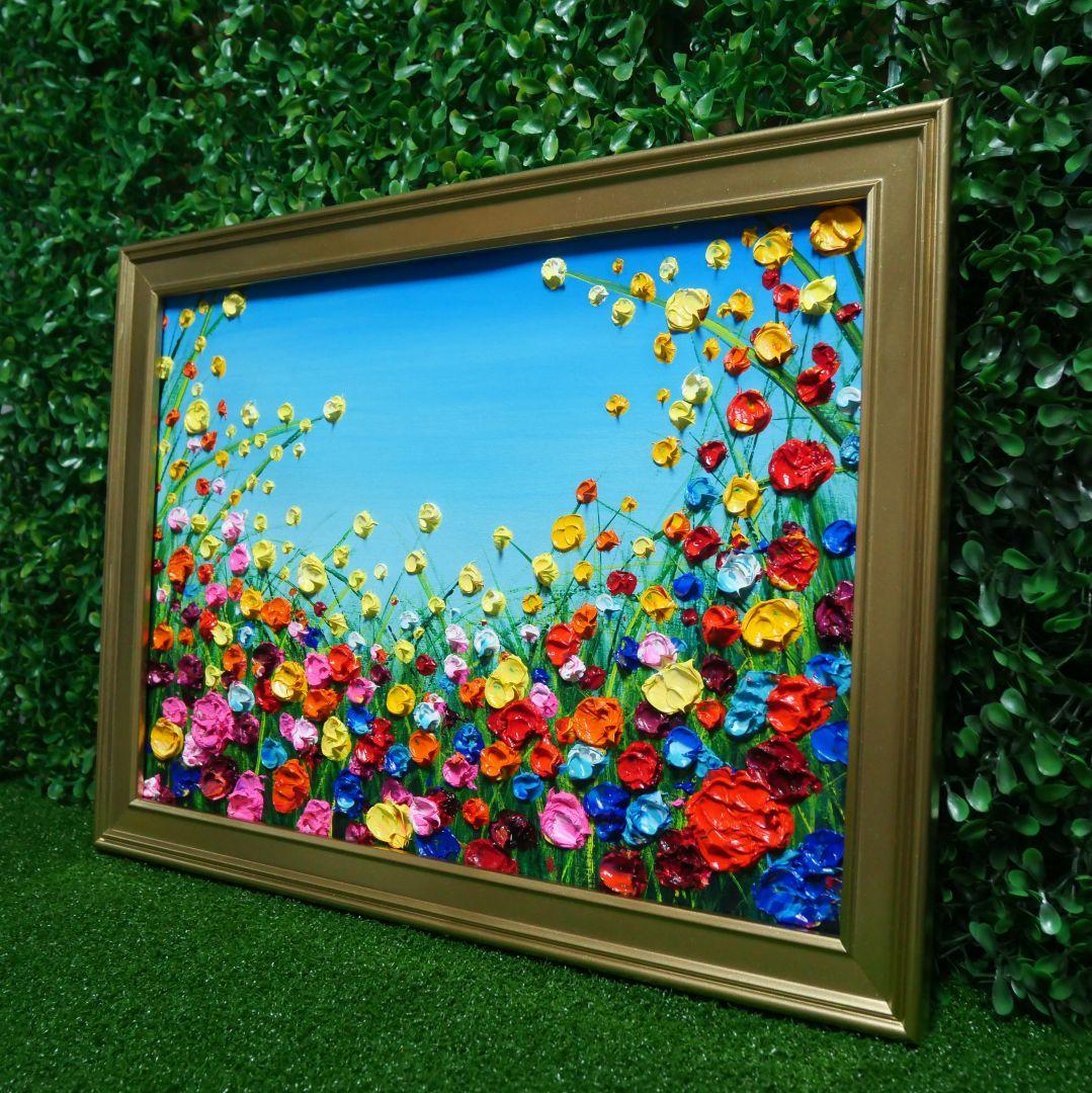 油絵 油彩 油彩画 絵 絵画 【野生のお花畑】B4