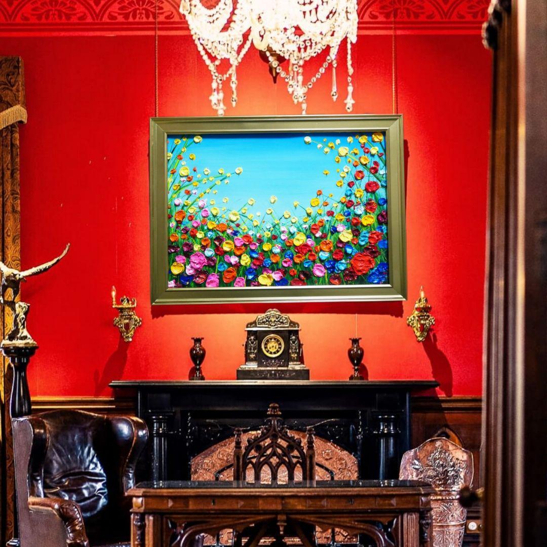 油絵 油彩 油彩画 絵 絵画 【野生のお花畑】B4