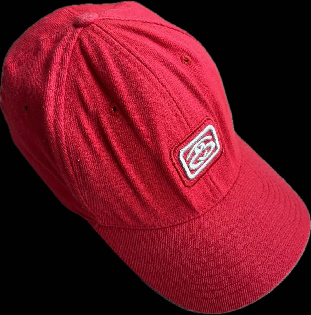 “SSリンク刺繍” old stussy 6パネルキャップ 白タグ USA製