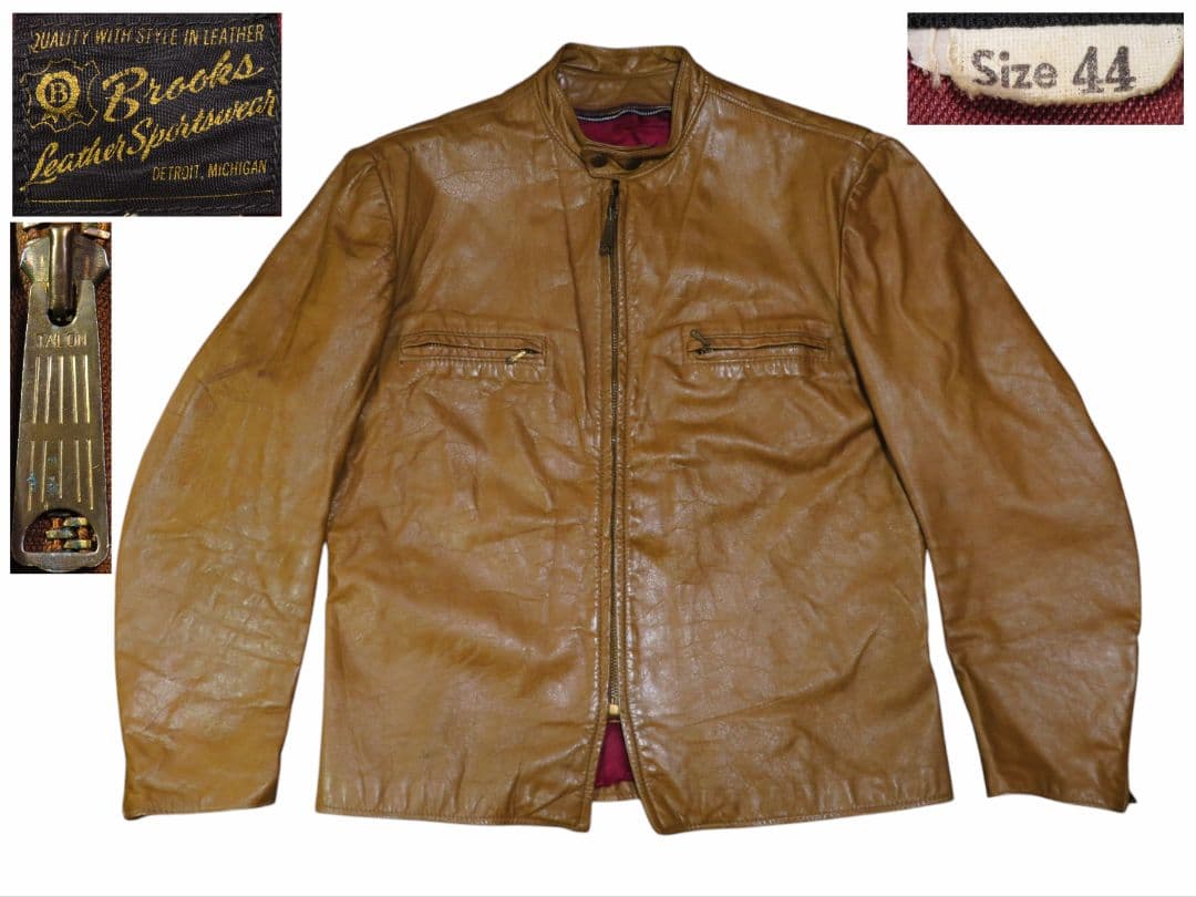 44 Brooks ビンテージ 60年代 シングル ライダース ブラウン 茶色