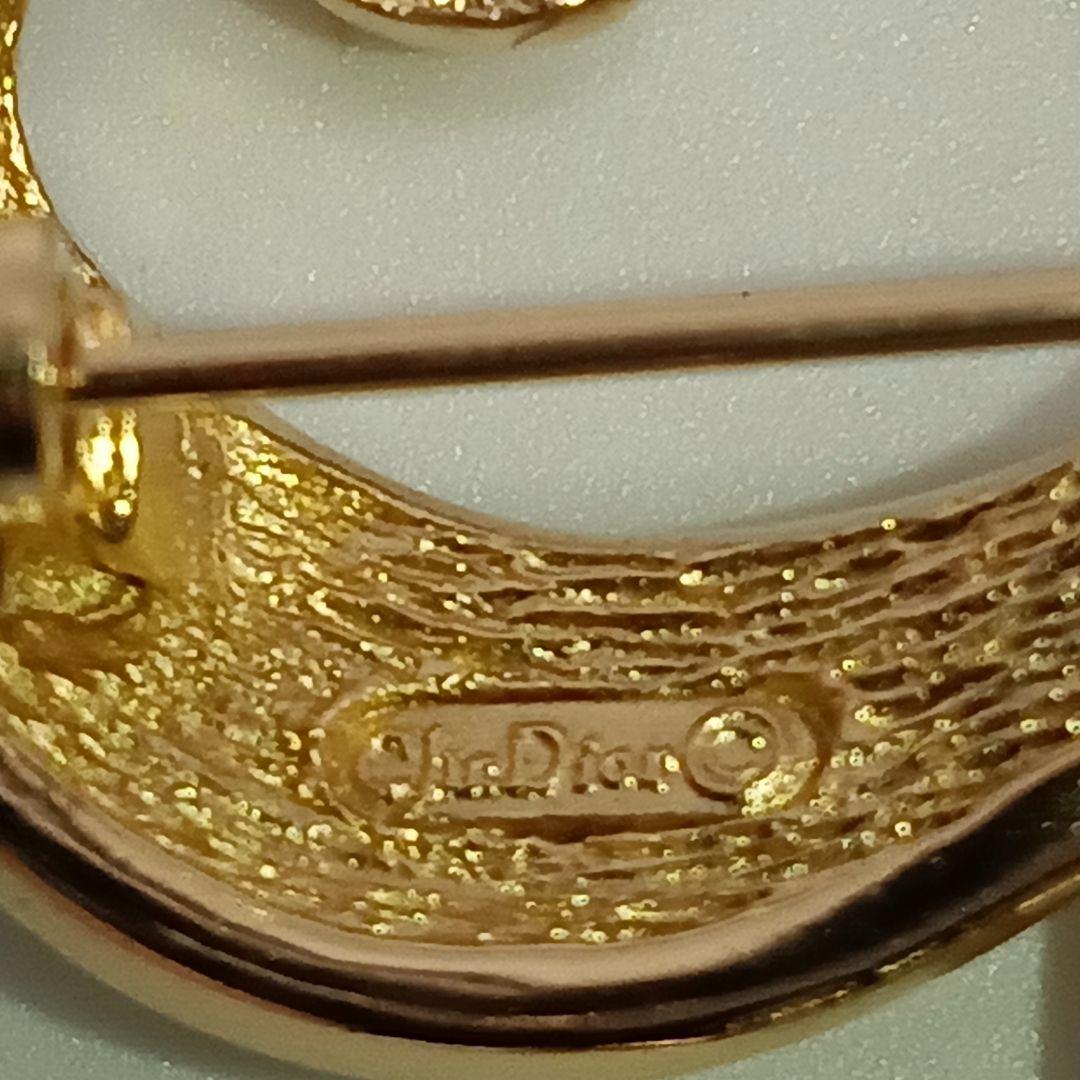 dior ラインストーン　ゴールドカラー　ブローチ