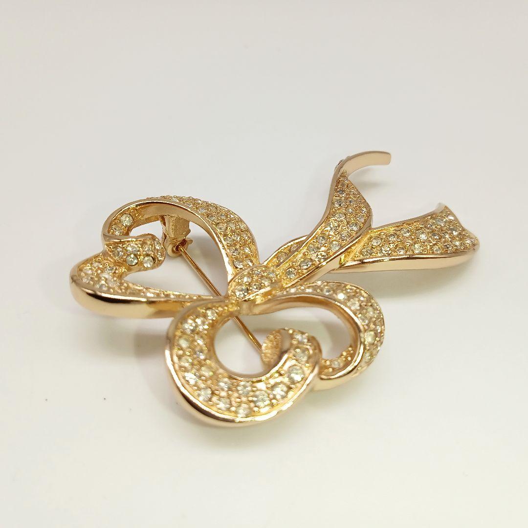 dior ラインストーン　ゴールドカラー　ブローチ