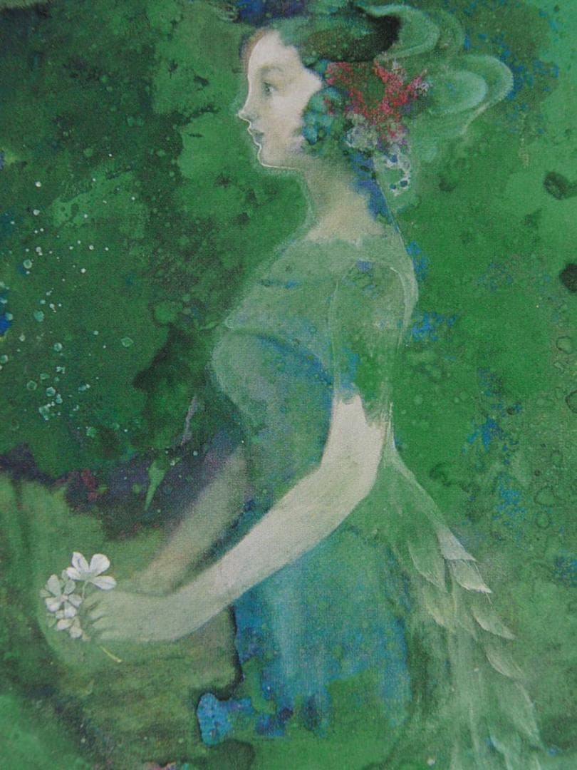 中野靖子、【星天】、希少な額装用画集より、新品額装付、状態良好