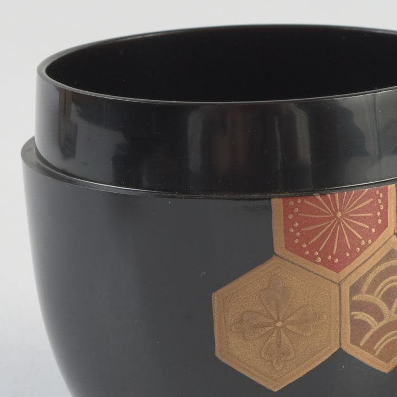 茶道具　中島楽堂作　亀甲花草蒔絵　中棗　共箱　V　9707