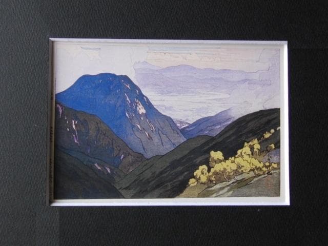吉田博、大天井岳より、希少な額装用画集より、新品高級額装付、状態良好