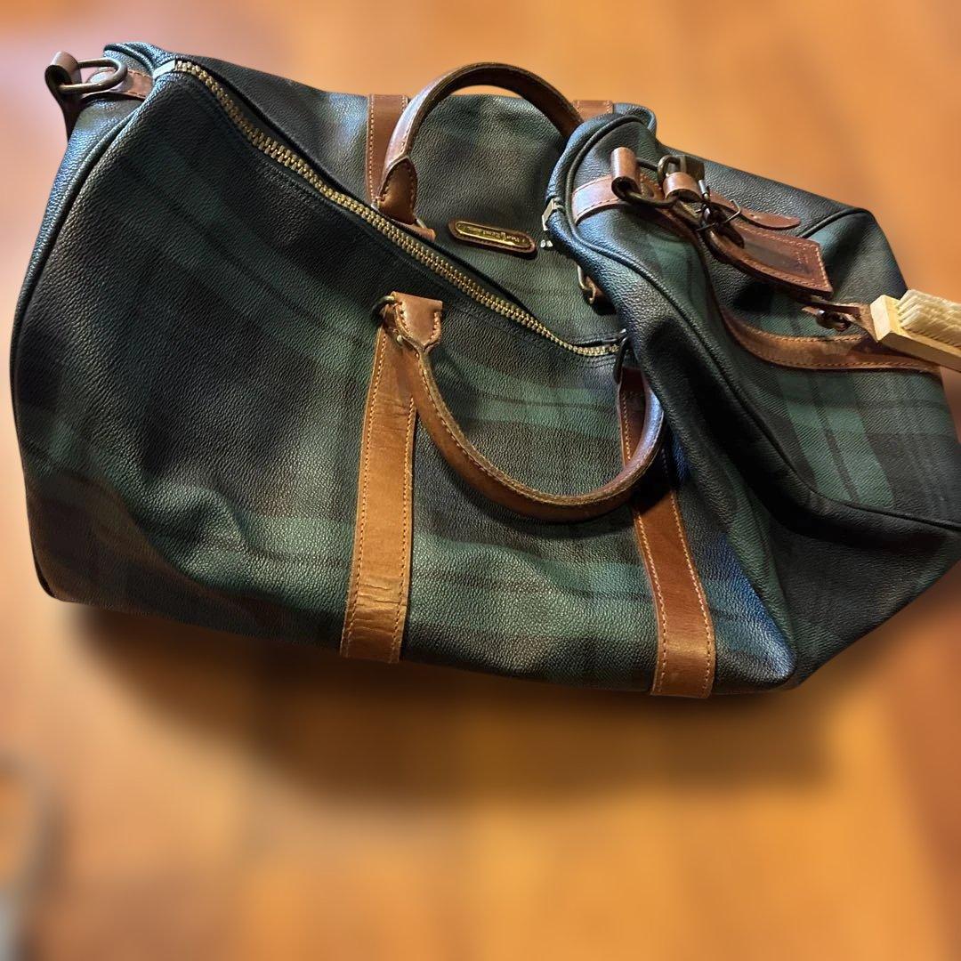 ポロラルフローレンボストンバッグ 左金具のみ壊れ チャーム付　肩にかける紐無し