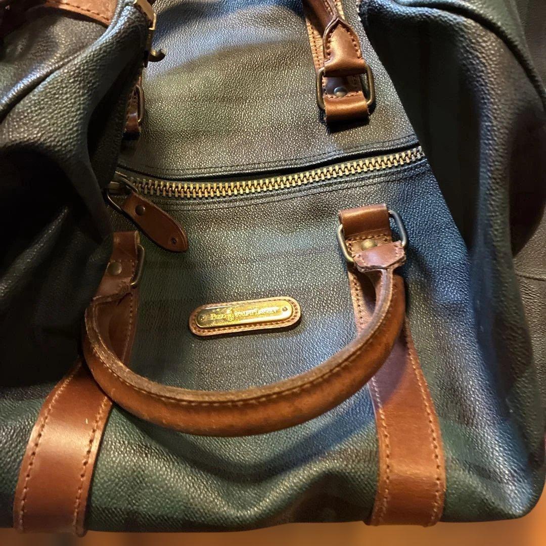 ポロラルフローレンボストンバッグ 左金具のみ壊れ チャーム付　肩にかける紐無し