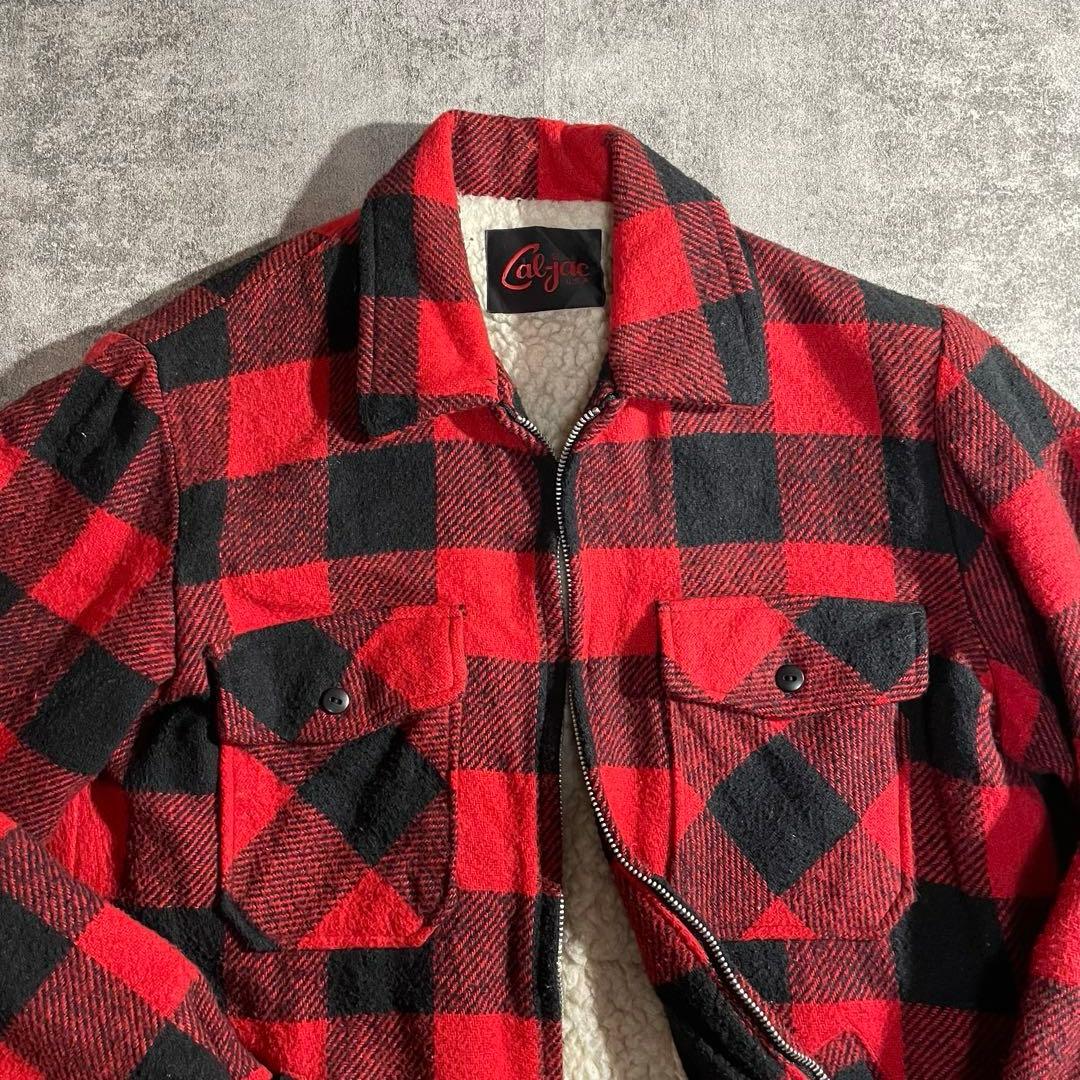 Cal-jac U.S.A. バッファローチェック 裏ボアジャケット赤黒Lサイズ