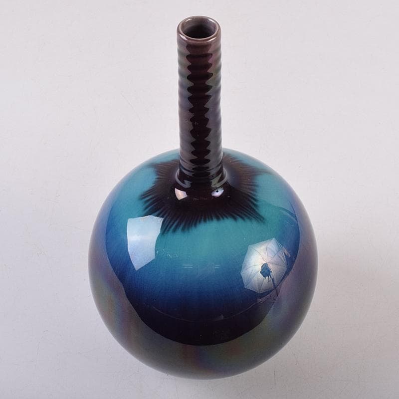 九谷焼　人間国宝　徳田正彦（三代徳田八十吉）　彩釉　花生　M　R8912