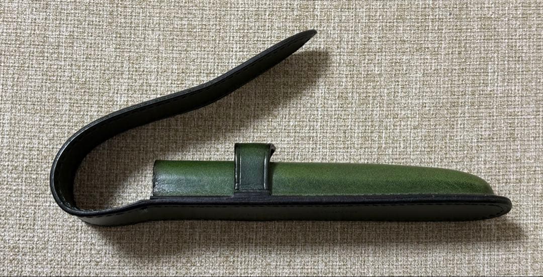 ル・ボナー 1本差し絞りペンケース グリーン