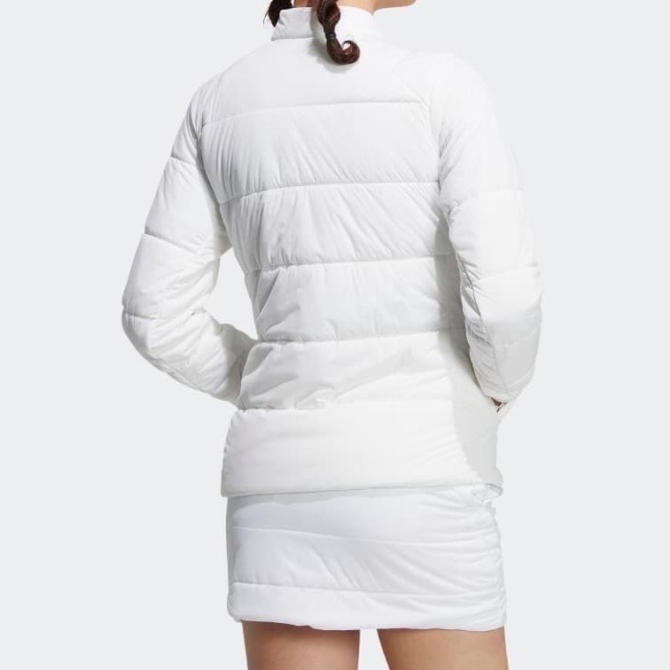 【S】秋冬 アディダス ゴルフ 保温 キルティング 中綿セットアップ 白