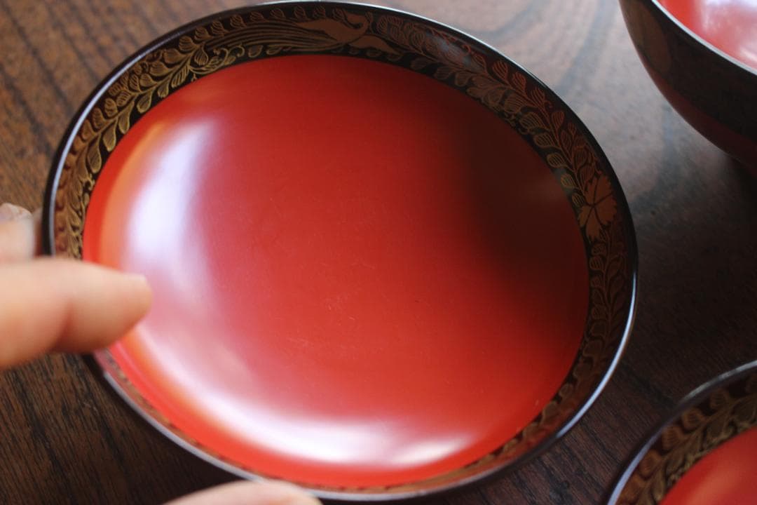 時代逸品！上質朱漆に極上菊桐唐草蒔絵の映えるお椀2点（検輪島塗京塗高台寺蒔絵