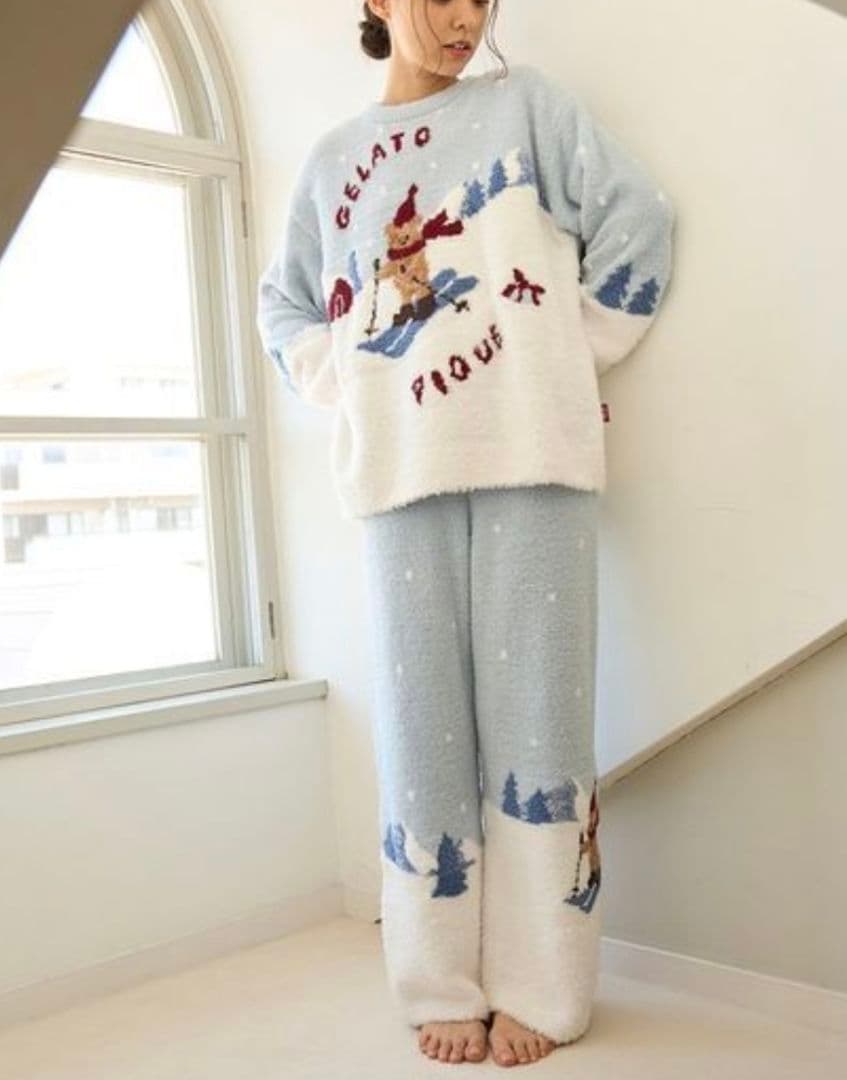 【新品タグ付き】ジェラートピケ スキーベアジャガードプルオーバー+ロングパンツ