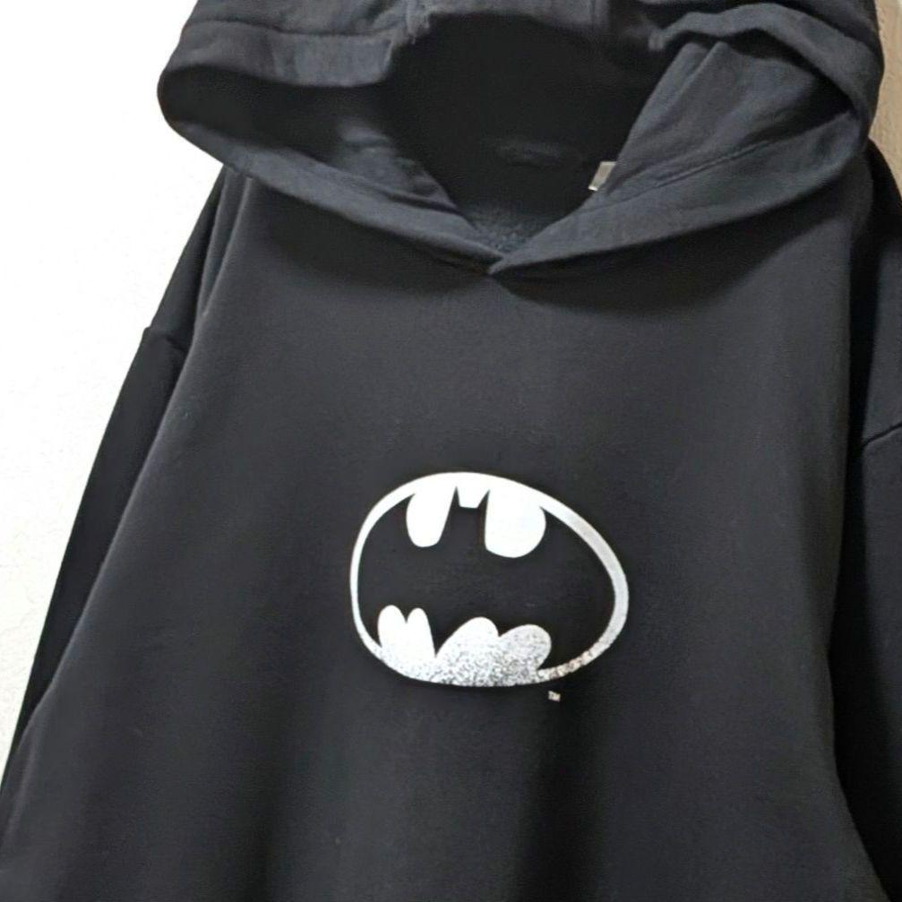 3枚LCWカジュアル バットマン ロゴ スウェットパーカー ブラック黒2XL古着
