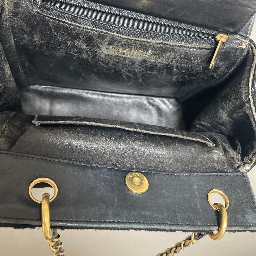CHANEL ブラック ナイロン ショルダーバッグ　チョコバー