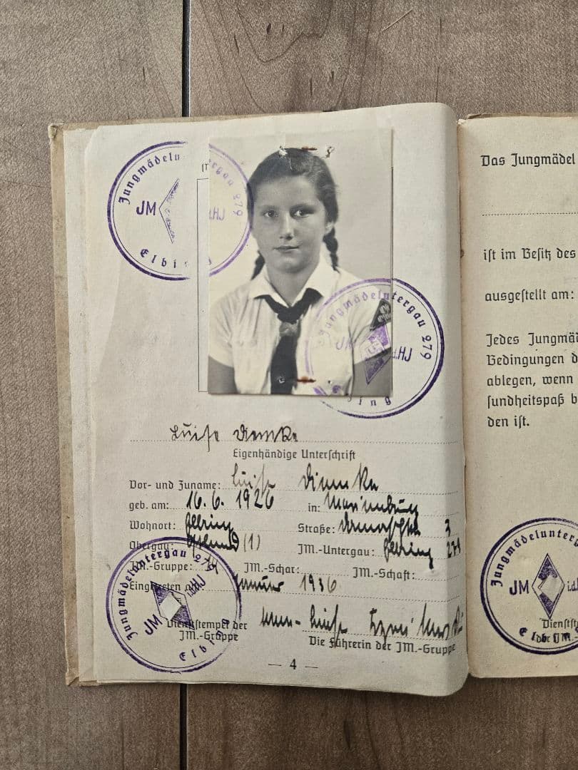 第二次大戦頃実物　HJ ドイツ青年団　手帳