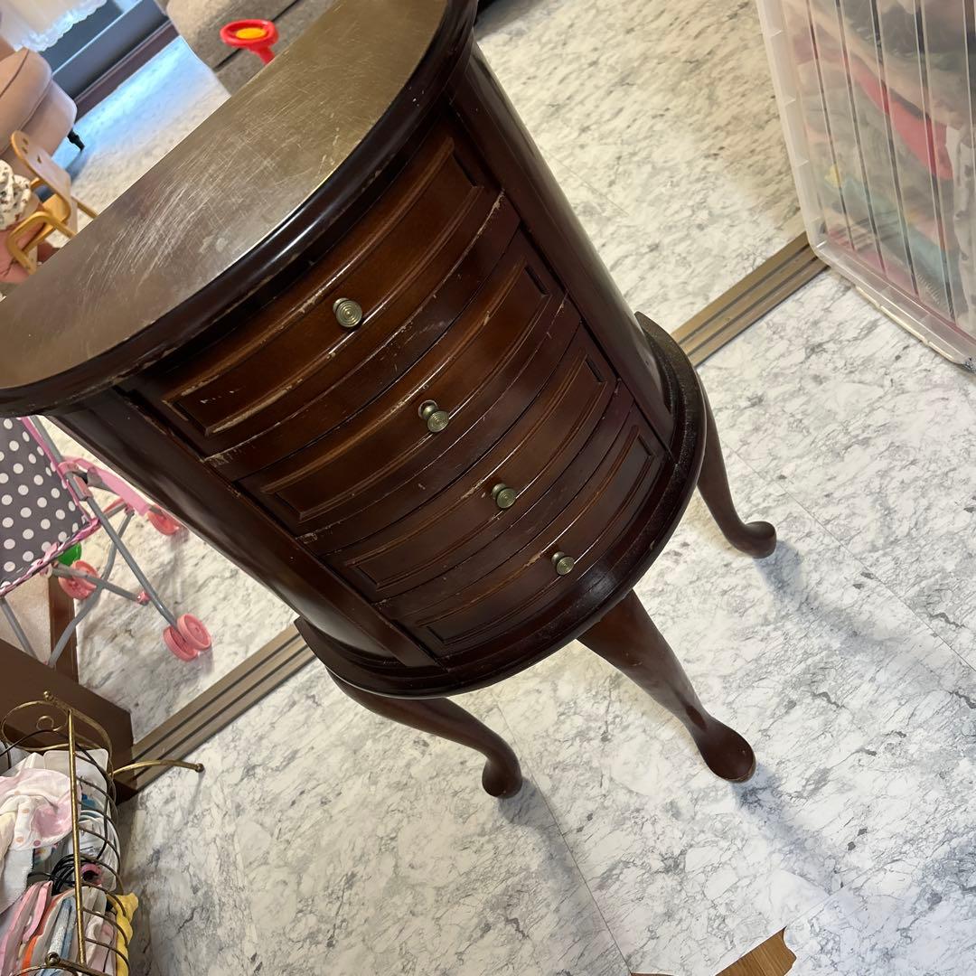 アンティーク　ジュエリーチェスト 4段 猫足　3本足　天然木