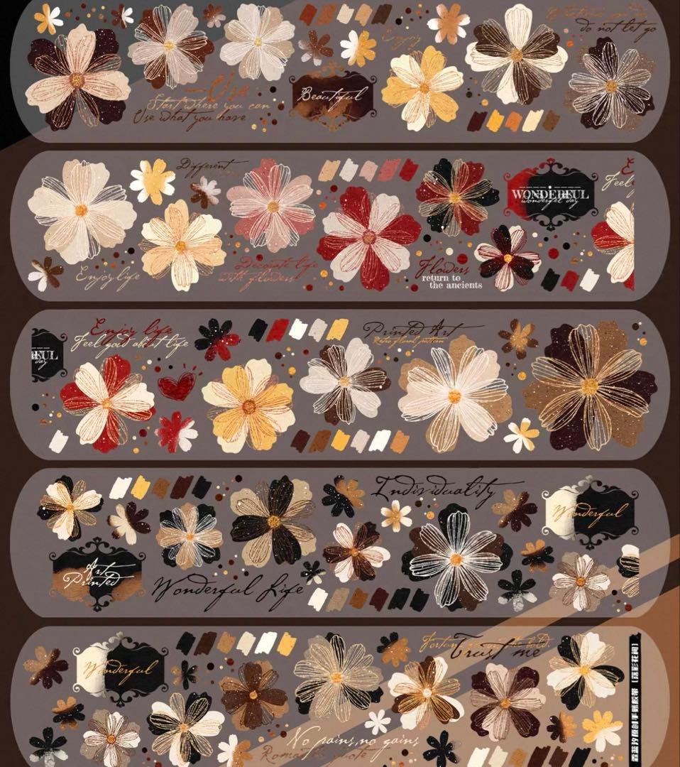 霖蓝汐原创手账《落彩花间》海外マスキングテープ　マステ 【2650】