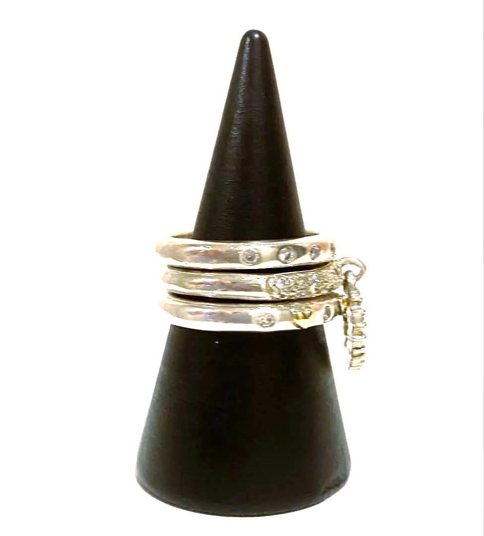 Folli Follieフォリフォリ3連リング シルバー 925 スイングハート