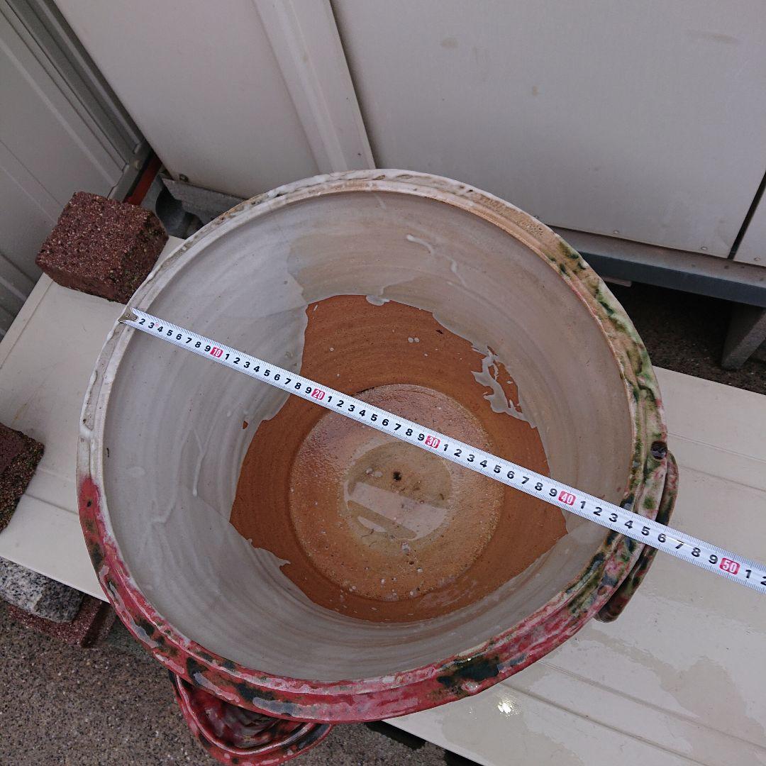 陶器ラッパ型睡蓮アンティーク睡蓮鉢